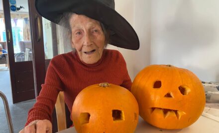 Pumpkin carving and flower arrangements at Arthurs Court Care Home